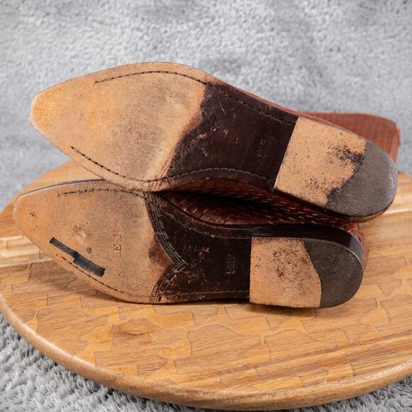 Cole Haan Boots Tobacco Brown 5.5 B Leather Basket Weave Made in Brazil READ - Picture 9 of 10
